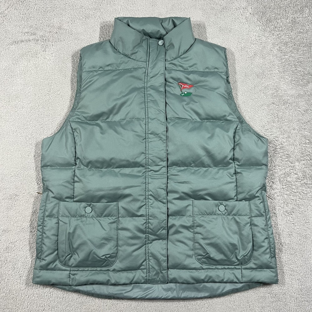 B Draddy Lottie Puffer Vest Womens Large Green Down Feathers Full Zip LACC Golf